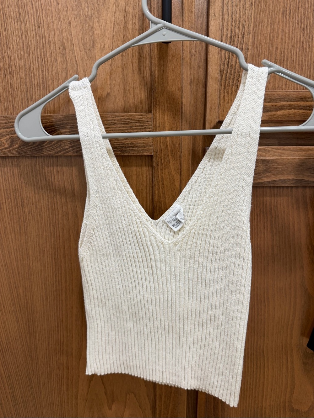 Essentials by Full Tilt Ivory Ribbed Knit Sweater Tank Top Medium